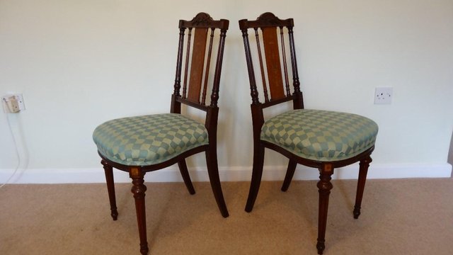 Preview of the first image of Matching pair of elegant rosewood salon chairs.
