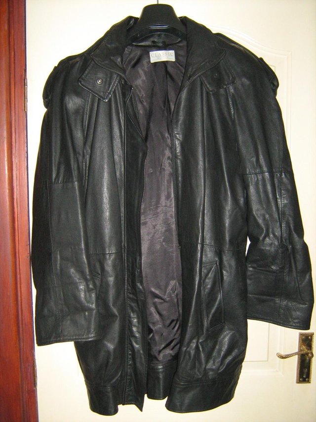 Preview of the first image of LEATHER 3/4 LENGTH COAT / GREY LEATHER JACKET EACH.
