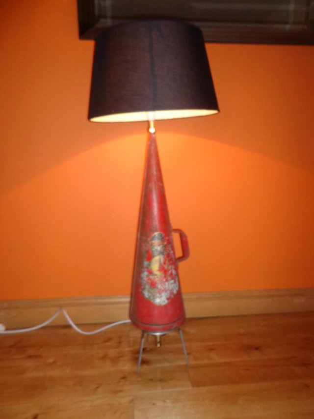 Preview of the first image of VINTAGE INDUSTRIAL LAMP RED EXTINGUISHER “FROM LOCCI COLLECT.