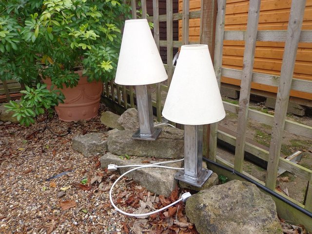 Image 2 of PAIR OF VINTAGE INDUSTRIAL LAMPS-SHADE "FROM LOCCI COLLECTIO
