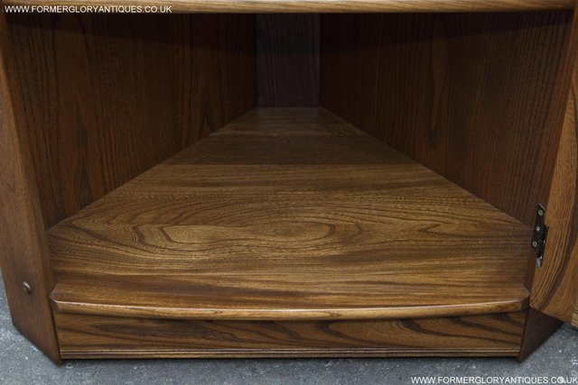 Image 9 of ERCOL GOLDEN DAWN CORNER CABINET CUPBOARD STAND TABLE SHELF