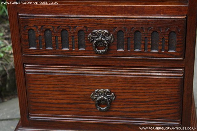 Image 11 of PAIR OF OLD CHARM OAK BEDSIDE CABINETS LAMP TABLE DRAWERS