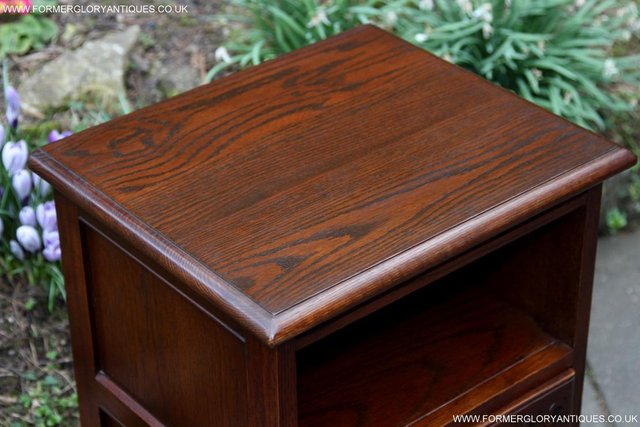 Image 18 of PAIR OF OLD CHARM OAK BEDSIDE CABINETS LAMP TABLE DRAWERS