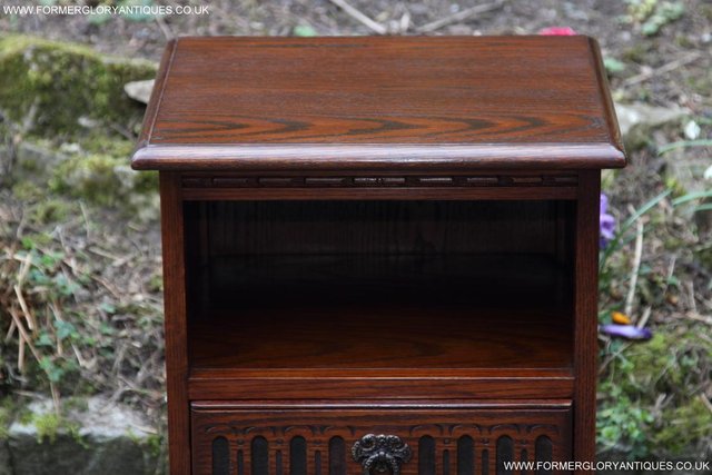 Image 27 of PAIR OF OLD CHARM OAK BEDSIDE CABINETS LAMP TABLE DRAWERS