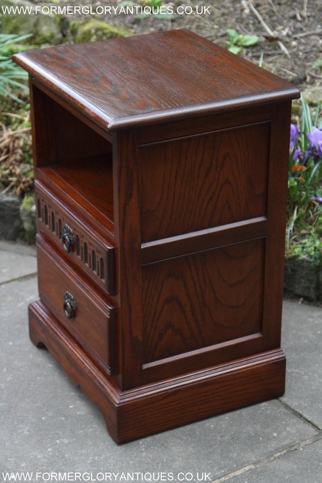 Image 32 of PAIR OF OLD CHARM OAK BEDSIDE CABINETS LAMP TABLE DRAWERS