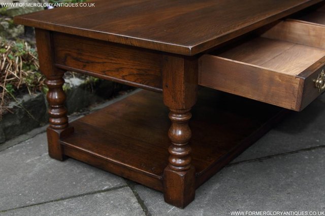 Image 11 of A TITCHMARSH GOODWIN STYLE OAK COFFEE PHONE SIDE LAMP TABLE