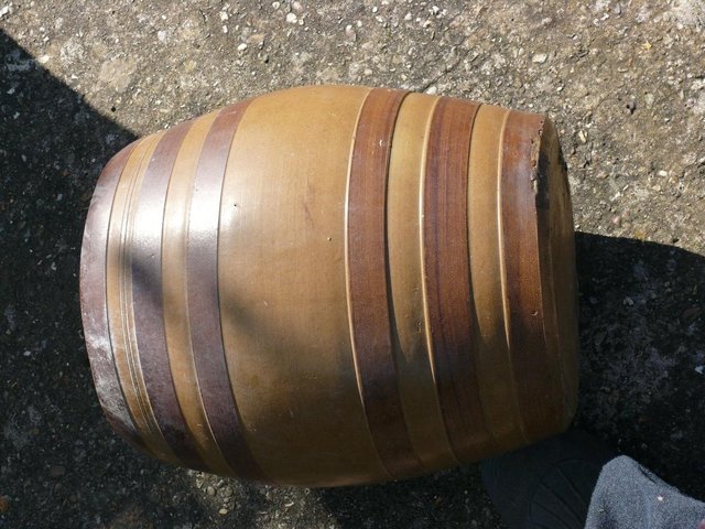 Preview of the first image of Stoneware Barrel with cork Bung-Antique.