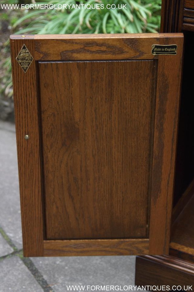 Image 24 of AN OLD CHARM LIGHT OAK PEDESTAL CUPBOARD CABINET LAMP TABLE
