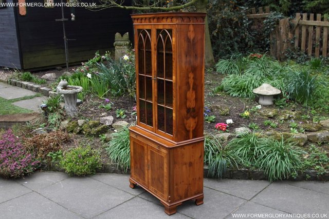 Image 3 of A BEVAN FUNNELL YEW BOOKCASE DRINKS DISPLAY CD DVD CABINET
