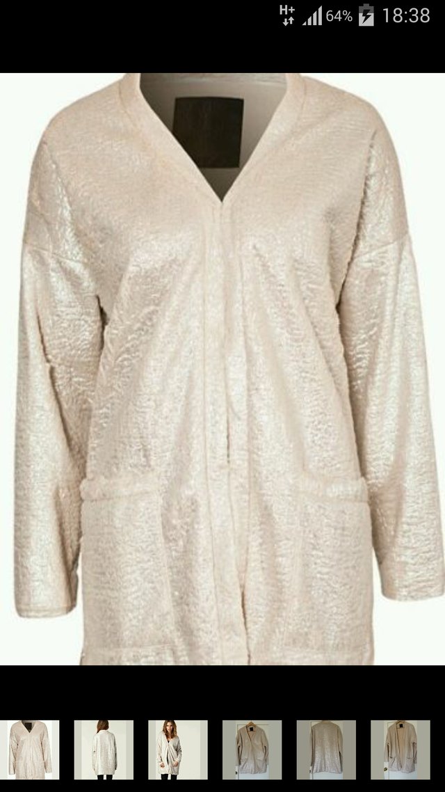 Preview of the first image of Rare Just Female Foxy Cream/Gold Cardigan S/M RRP£150.