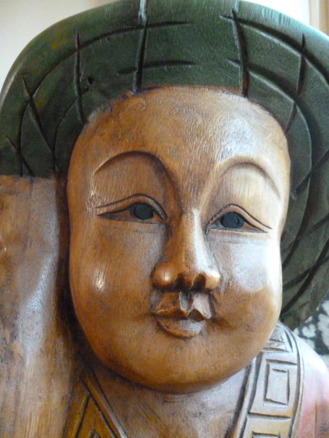 Image 2 of Large Carved Wooden Asian Figurine - 50cm tall