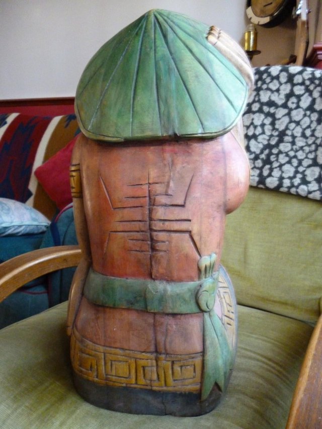 Image 3 of Large Carved Wooden Asian Figurine - 50cm tall