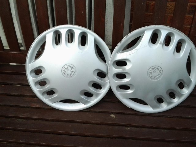 Preview of the first image of Vauxhall wheel trims/hubs 14.5" outside rim 12.5 inside rim.