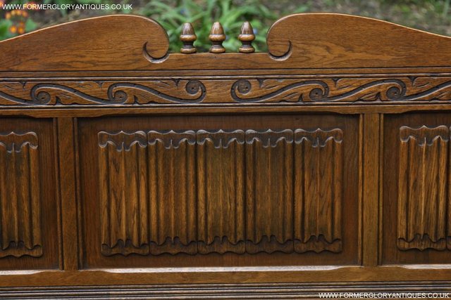 Image 2 of OLD CHARM JAYCEE CARVED SOLID LIGHT OAK DOUBLE BED HEADBOARD