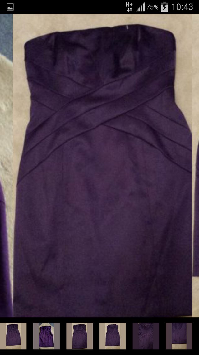Preview of the first image of Purple Strapless Bodycon Dress 14 BNWT.