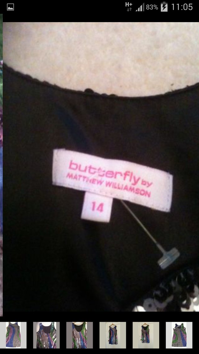 Image 3 of Sequin Dress- Butterfly by Matthew Williamson 14 RRP£125 BN