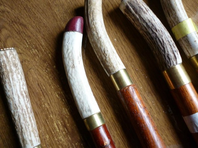 Image 2 of Handcrafted Showcanes with straight antler/ leather ends
