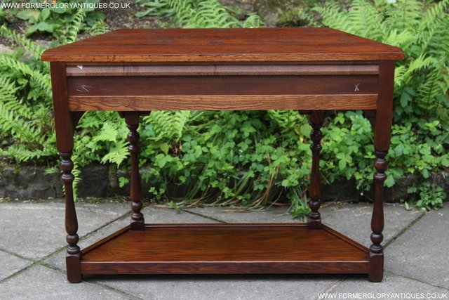 Image 7 of AN OLD CHARM TUDOR OAK HALL CANTED CONSOLE LAMP PHONE TABLE