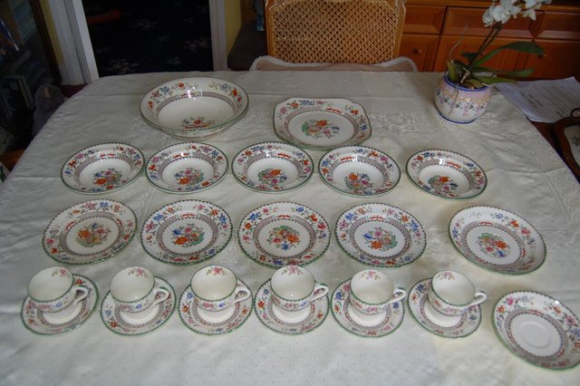 Preview of the first image of Beautiful Chinese Rose China by Spode, part set of 36 items.