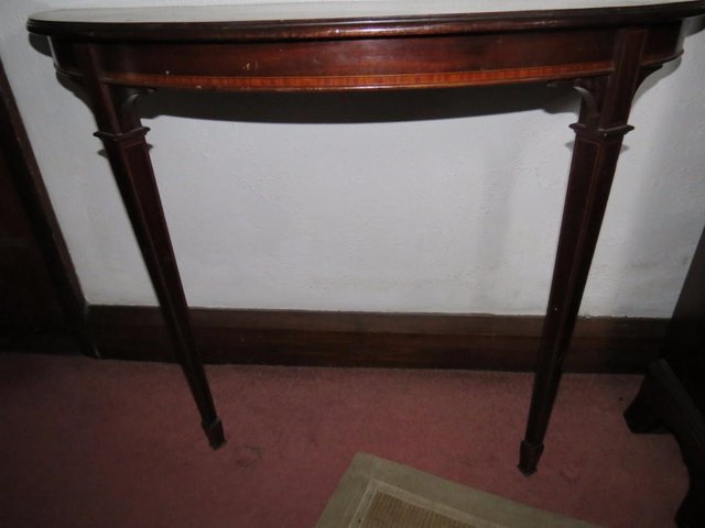 Preview of the first image of Edwardian console,wall,hall,D shape table,solid mahogany,hig.