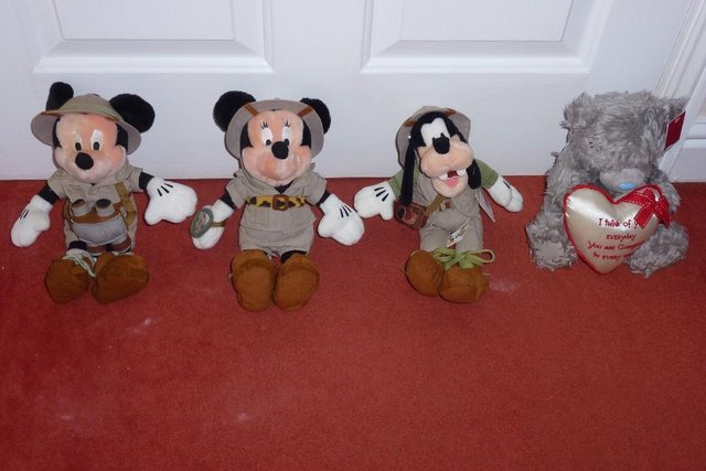 Preview of the first image of Large Plush Soft Toys (Safari Mickey, Minnie and Goofy).