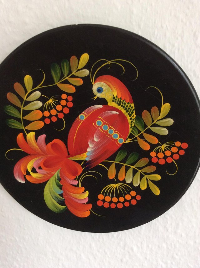Image 2 of Wooden black painted decorative plate