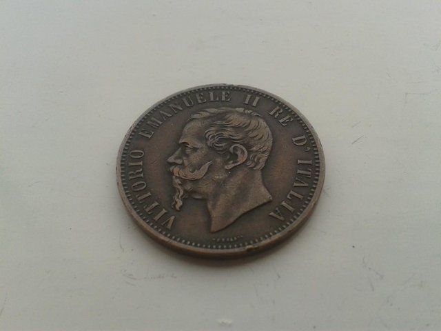 Image 2 of 1866M Italy 10 Centesimi Coin KM# 11.1 (aVF)