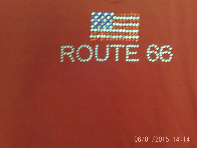 Image 2 of Route 66 T shirt red with sparkles