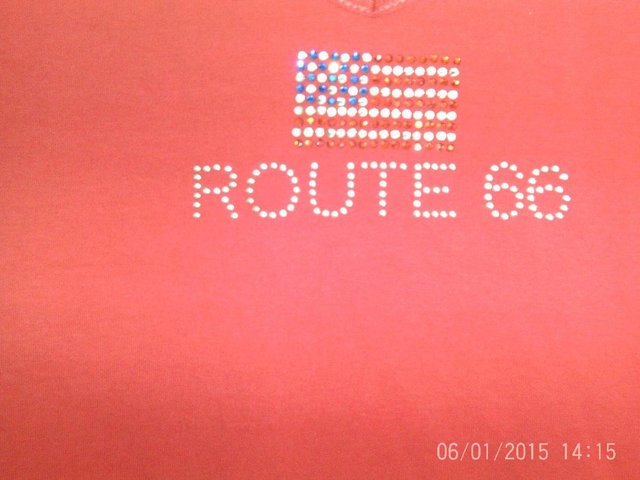 Image 3 of Route 66 T shirt red with sparkles
