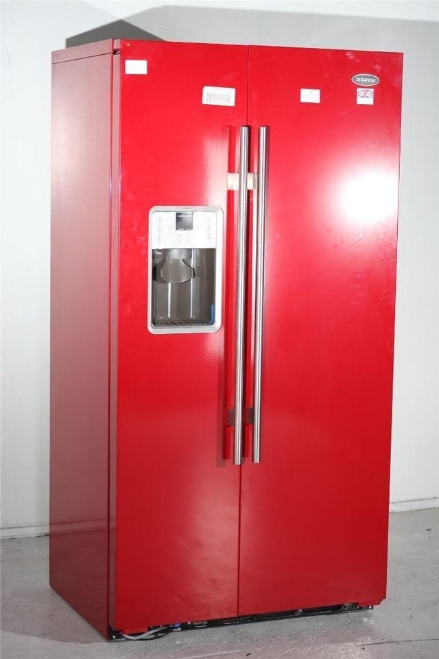 Preview of the first image of BRITANNIA RED AMERICAN FRIDGE FREEZER!WOW!BEAUTIFUL!NEW.