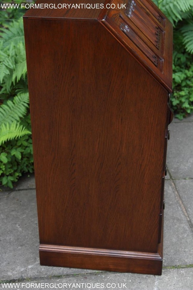 Image 11 of OLD CHARM TUDOR BROWN OAK BUREAU WRITING TABLE LAPTOP STAND