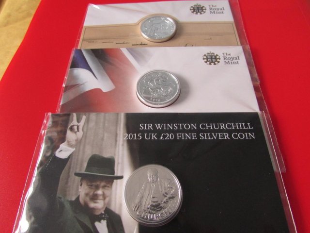 Image 2 of 3 X £20 SILVER POUND COINS 2013 , 2014 AND 2015.