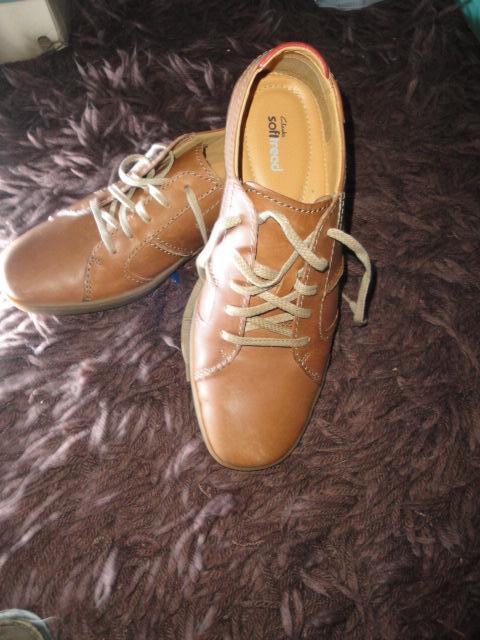 Preview of the first image of New Clarks Brown LaceUp  SoftSole Trainer-type Shoes..