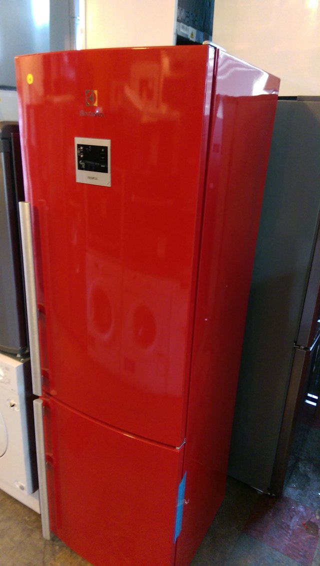 Preview of the first image of ELECTROLUX RED A+ FROST FREE FRIDGE FREEZER! SLEEK & STYLISH.
