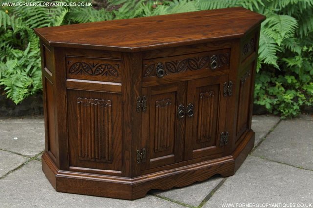 Image 2 of AN OLD CHARM CANTED CUPBOARD SIDEBOARD DRESSER BASE TV STAND