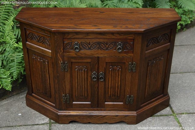 Preview of the first image of AN OLD CHARM CANTED CUPBOARD SIDEBOARD DRESSER BASE TV STAND.