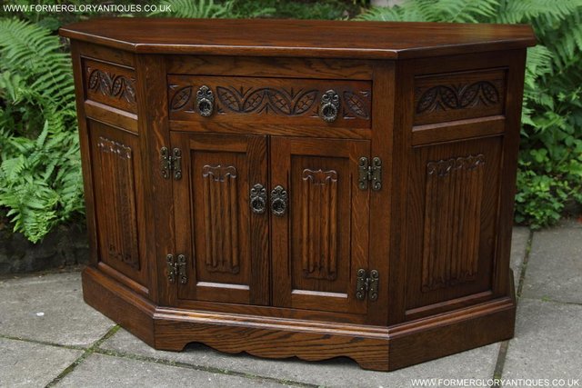 Image 16 of AN OLD CHARM CANTED CUPBOARD SIDEBOARD DRESSER BASE TV STAND