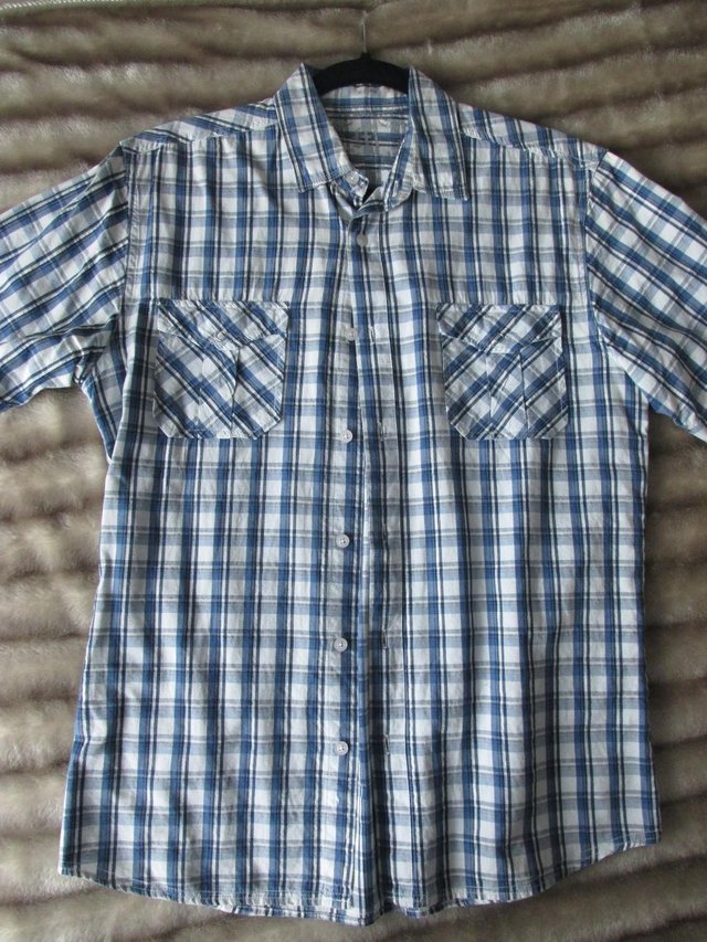 Preview of the first image of PRIMARK BLUE CHECK SHIRT - SIZE MEDIUM WORN TWICE NO TAGS -.