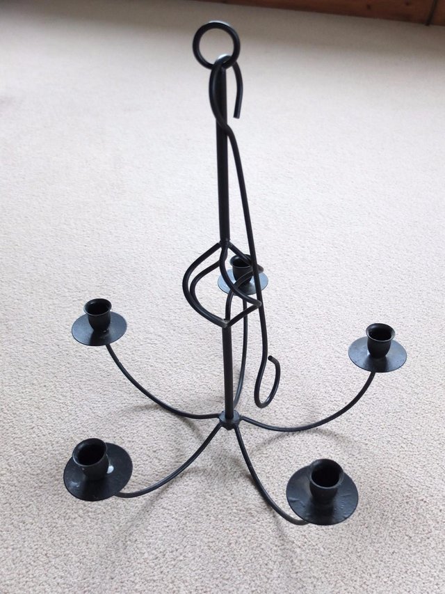 Image 3 of Collection of iron candle holders, tie backs and plant stand