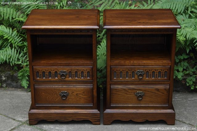 Image 5 of OLD CHARM LIGHT OAK BEDSIDE CABINETS TABLES CUPBOARD DRAWERS
