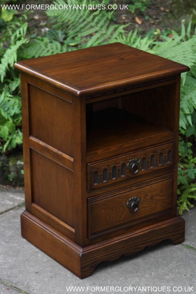 Image 10 of OLD CHARM LIGHT OAK BEDSIDE CABINETS TABLES CUPBOARD DRAWERS