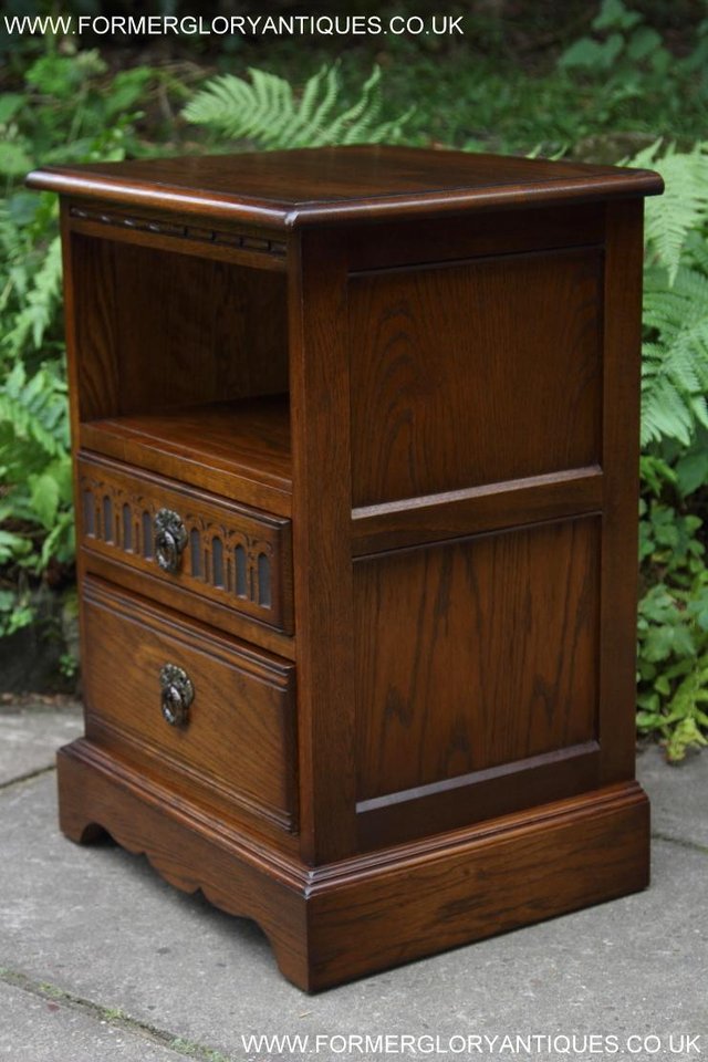 Image 14 of OLD CHARM LIGHT OAK BEDSIDE CABINETS TABLES CUPBOARD DRAWERS