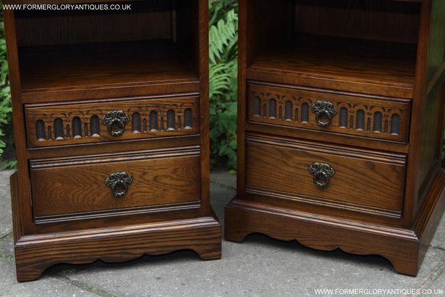 Image 15 of OLD CHARM LIGHT OAK BEDSIDE CABINETS TABLES CUPBOARD DRAWERS