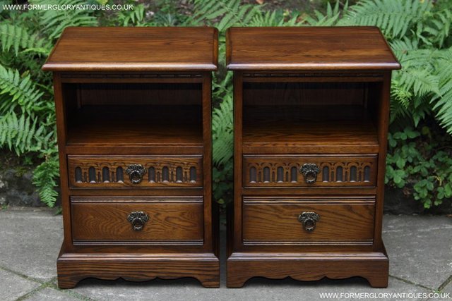 Image 17 of OLD CHARM LIGHT OAK BEDSIDE CABINETS TABLES CUPBOARD DRAWERS