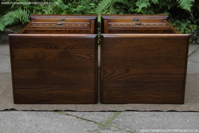 Image 18 of OLD CHARM LIGHT OAK BEDSIDE CABINETS TABLES CUPBOARD DRAWERS