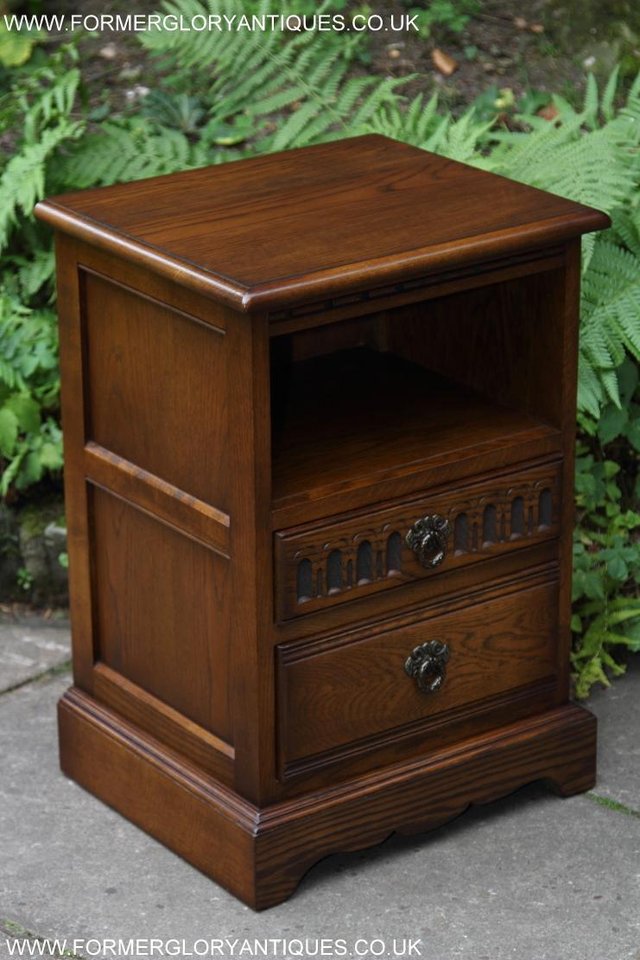 Image 19 of OLD CHARM LIGHT OAK BEDSIDE CABINETS TABLES CUPBOARD DRAWERS