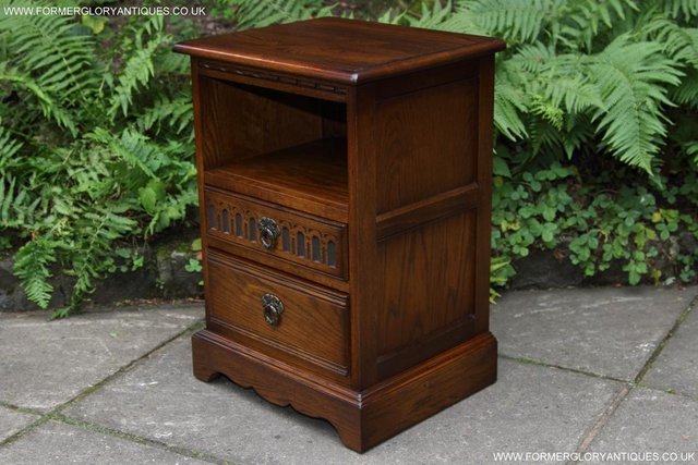 Image 20 of OLD CHARM LIGHT OAK BEDSIDE CABINETS TABLES CUPBOARD DRAWERS