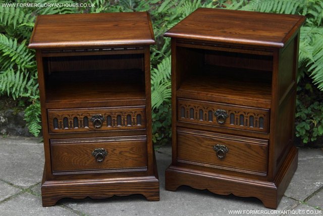 Image 25 of OLD CHARM LIGHT OAK BEDSIDE CABINETS TABLES CUPBOARD DRAWERS