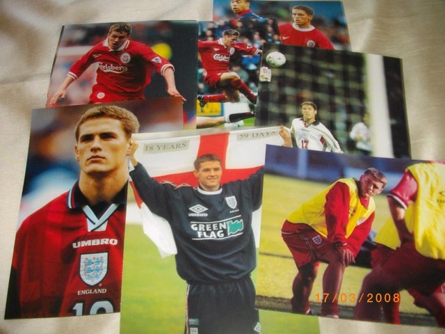 Preview of the first image of MICHAEL OWEN LIVERPOOL ENGLAND 9 PICTURES 11x8 inches approx.
