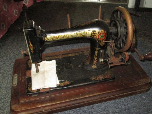 Preview of the first image of Bradbury Soeze hand crank sewing machine..